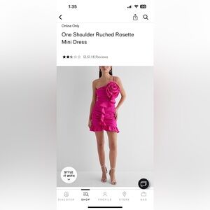 NWT**  Express Ruched Rosette One Shoulder Pink Dress size 4